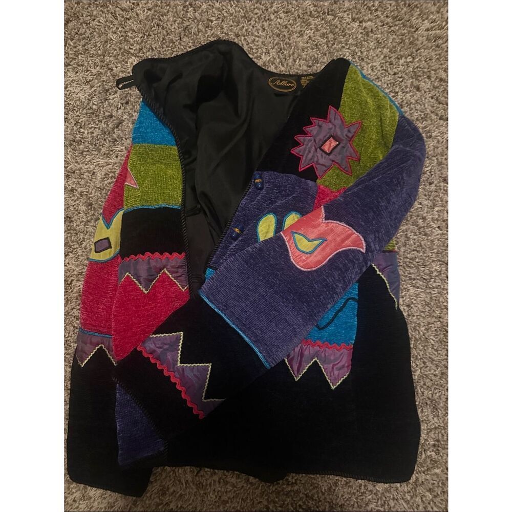Allure Multicolor Patchwork Floral Velvet Jacket - Picture 8 of 12